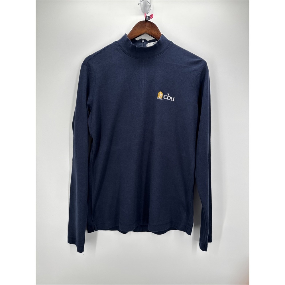 Antigua CBU Women's Large Navy 1/4 Zip Pullover 100%‎ Cotton Mock Neck Logo